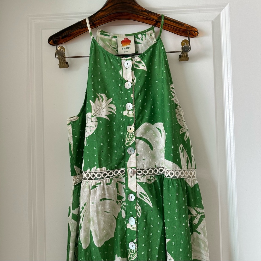 Farm Rio Lace Monsteras Embroidered Ruffle-Hem Midi Dress - Picture 2 of 10